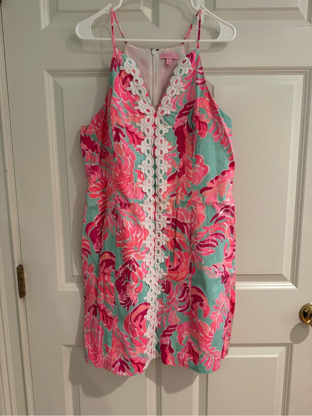 Lilly Pulitzer Pink & Aqua Floral Lace-Trim Tank Dress